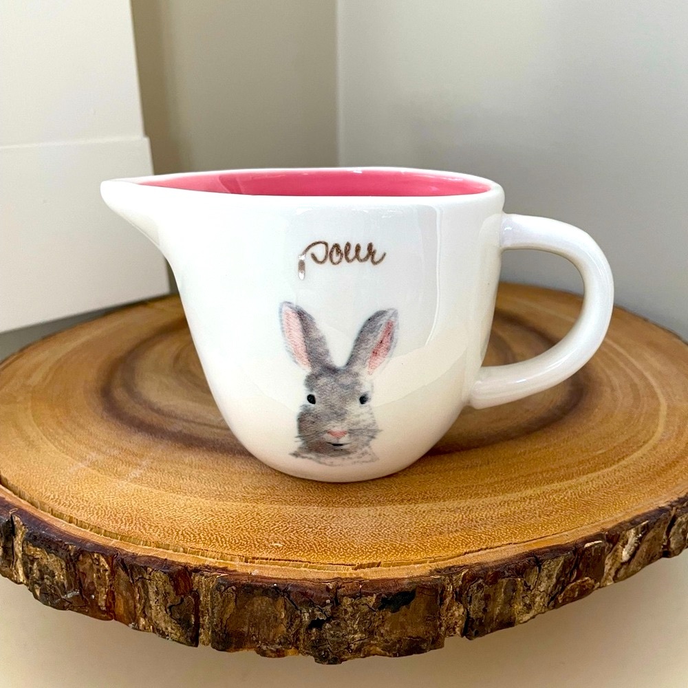 EASTER Pour Rae Dunn cream with pink pouring pitcher